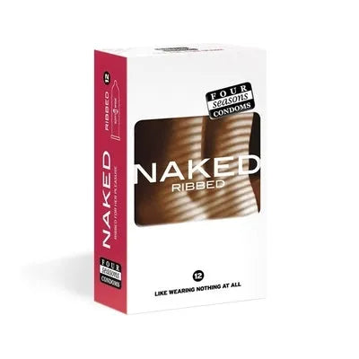 Four Seasons Naked Ribbed Condoms 12 Pack - Take A Peek