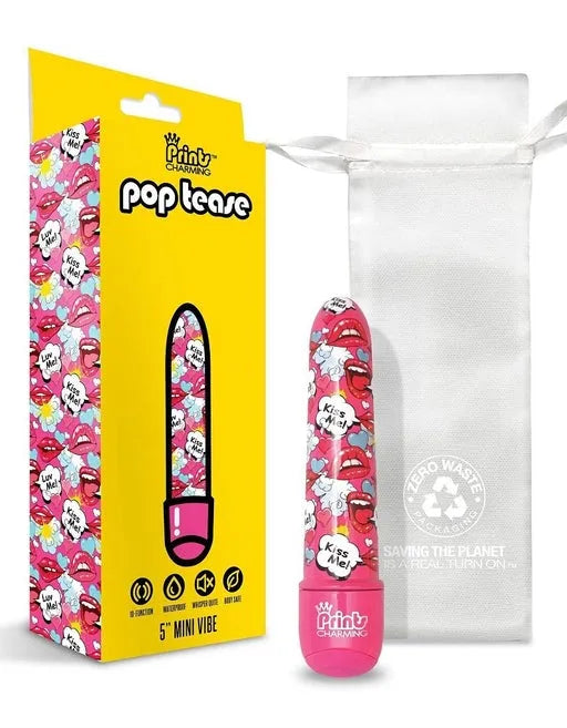 Prints Charming Pop Tease Mini Vibrador Kiss de 5" - Rosa