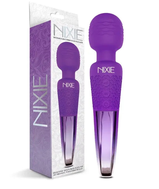 Masajeador de varita recargable NIXIE, morado metalizado degradado