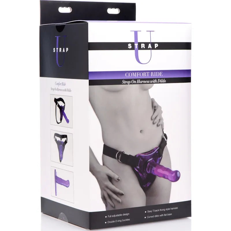 Comfort Ride Strap On Harness with Purple Dildo - Take A Peek