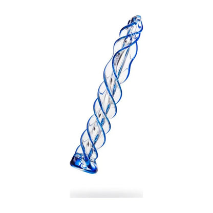 Sexus Glass Dildo Blue Helix 18.7cm - Take A Peek