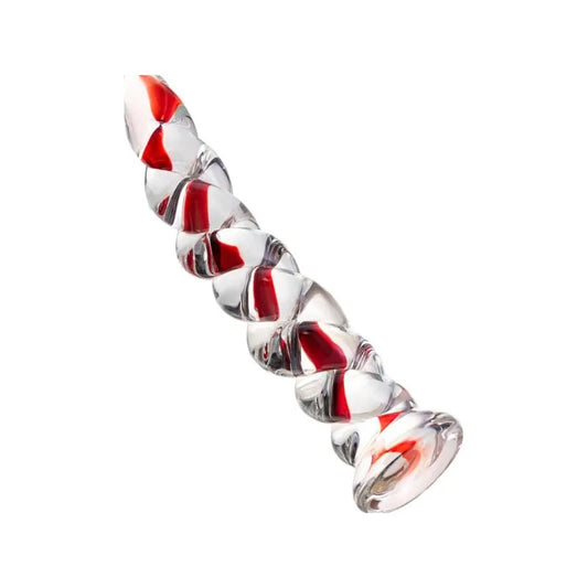 Sexus Glass Dildo Red Ribbed 18.2cm - Take A Peek