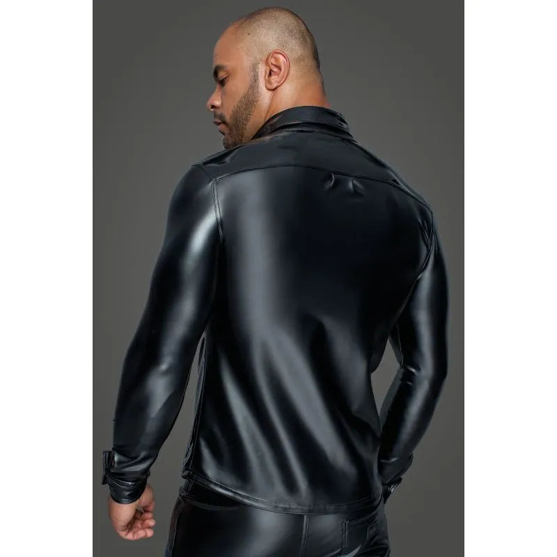 Powerwetlook PVC Long Sleeved Shirt w Button Placket - Take A Peek