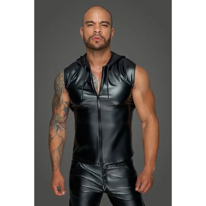 Powerwetlook Sleeveless Hooded Shirt w 2 Way Zipper - Take A Peek