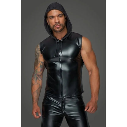 Powerwetlook Sleeveless Hooded Shirt w 2 Way Zipper - Take A Peek