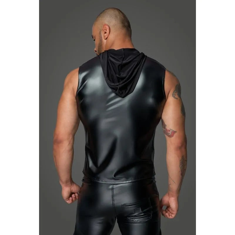 Powerwetlook Sleeveless Hooded Shirt w 2 Way Zipper - Take A Peek