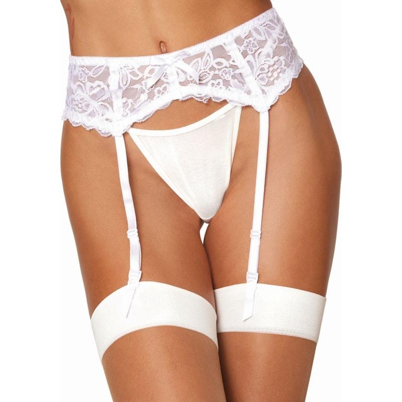 Dreamgirl Lace Garter Belt White - Take A Peek