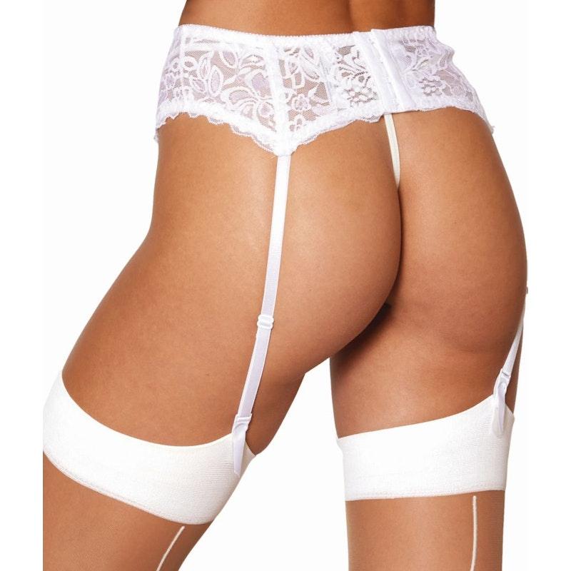 Dreamgirl Lace Garter Belt White - Take A Peek