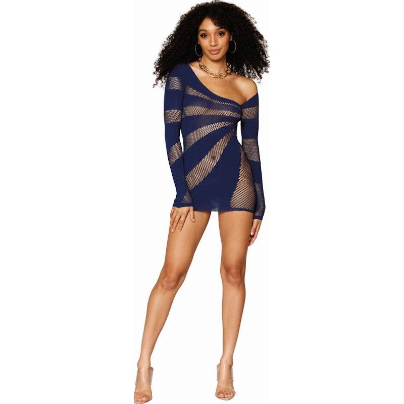 Dreamgirl Seamless Long-Sleeve Chemise Navy - Take A Peek