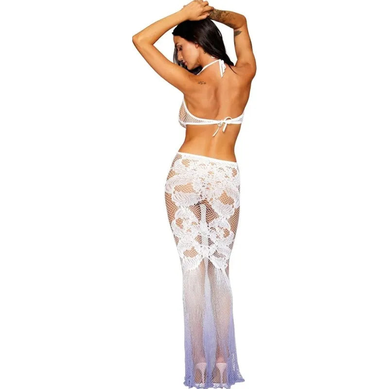 Dreamgirl Seamless Bodystocking Gown w Lace Pattern - Take A Peek