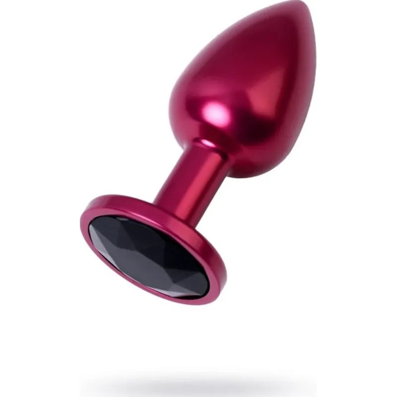 Red Metal Anal Plug w Black Crystal Small - Take A Peek