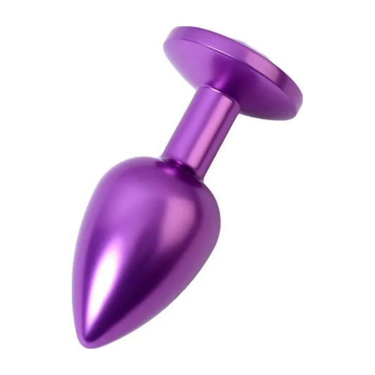 Purple Metal Anal Plug w Purple Crystal Small - Take A Peek