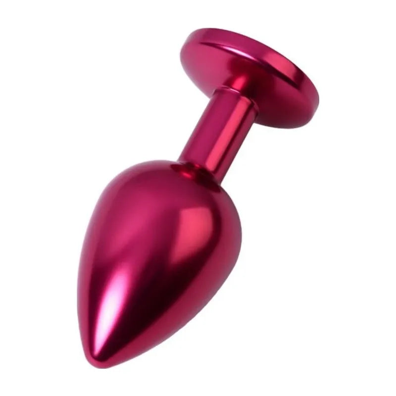 Red Metal Anal Plug w Red Crystal Medium - Take A Peek