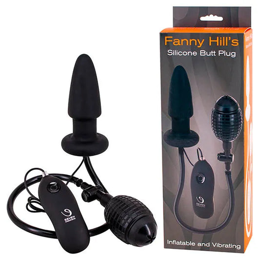 Seven Creations Fanny Hills - Black Silicone Inflatable & Vibrating Butt Plug - Take A Peek