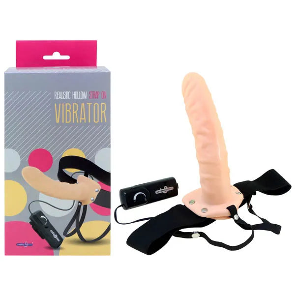 Realistic Hollow Strap-On Vibrator - 20.3 cm (8'') Hollow Vibrating Strap-On - Take A Peek