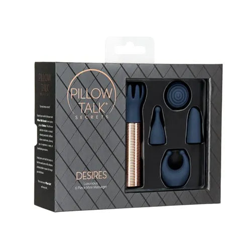 Pillow TalkÂ® Secrets Desires 6-Piece Mini Massager Set - Navy