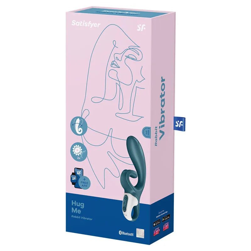 Satisfyer Hug Me - Bluegrey USB 可充电兔子振动器，带应用程序控制