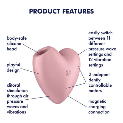 Satisfyer Cutie Heart - 轻便 - 轻便 USB 可充电空气脉动刺激器，带振动