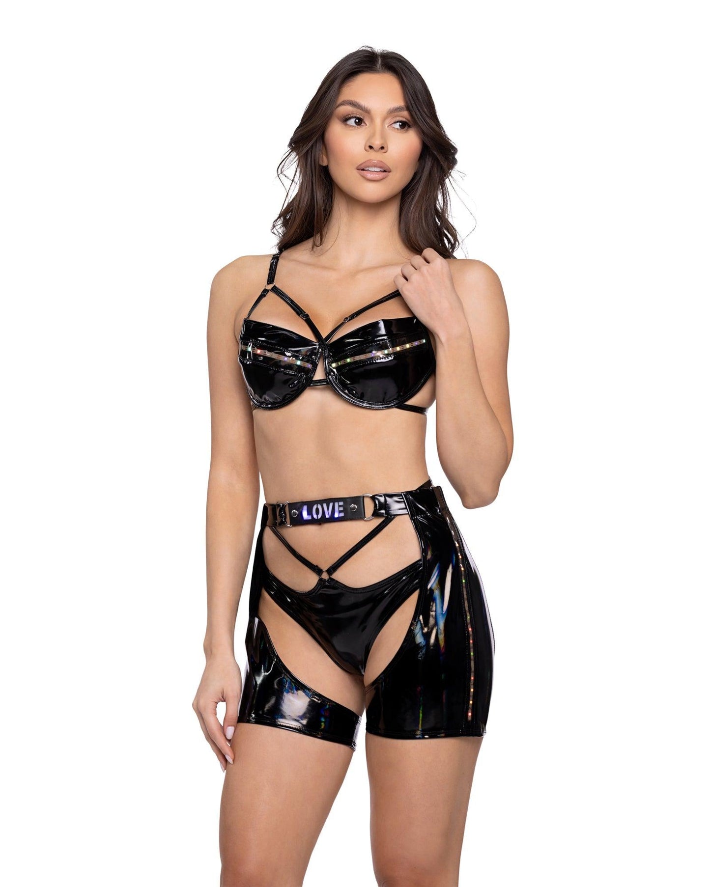 6503 - 2PC Pride Light-Up Vinyl Bra Set - Take A Peek