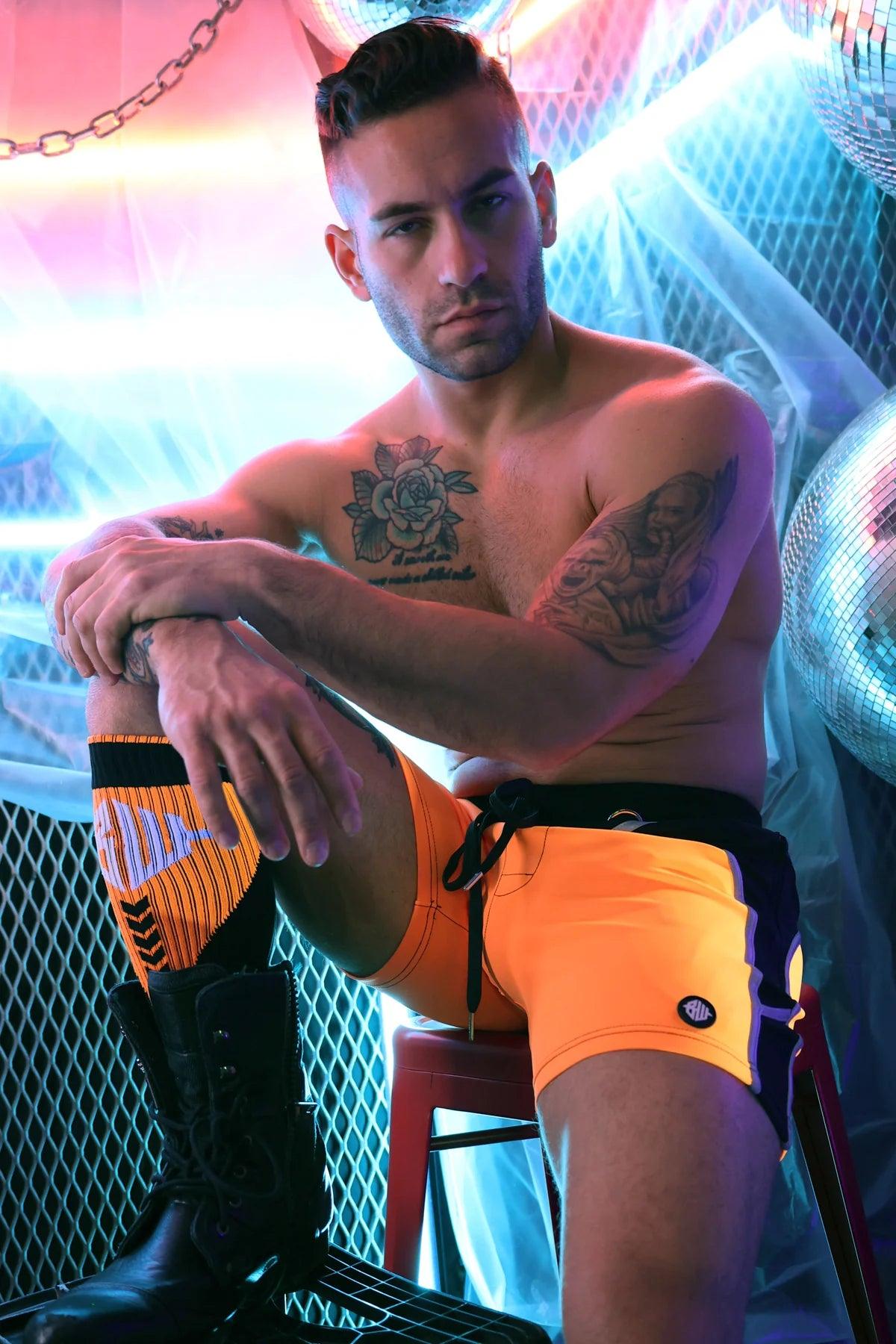 AKIRA REFLECTIVE SHORTS NEON ORANGE - Take A Peek