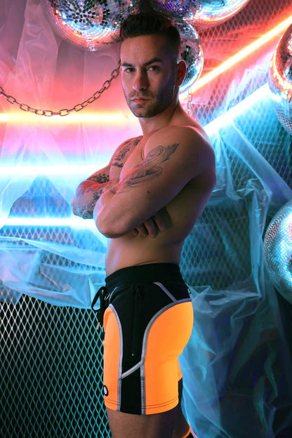 AKIRA REFLECTIVE SHORTS NEON ORANGE - Take A Peek