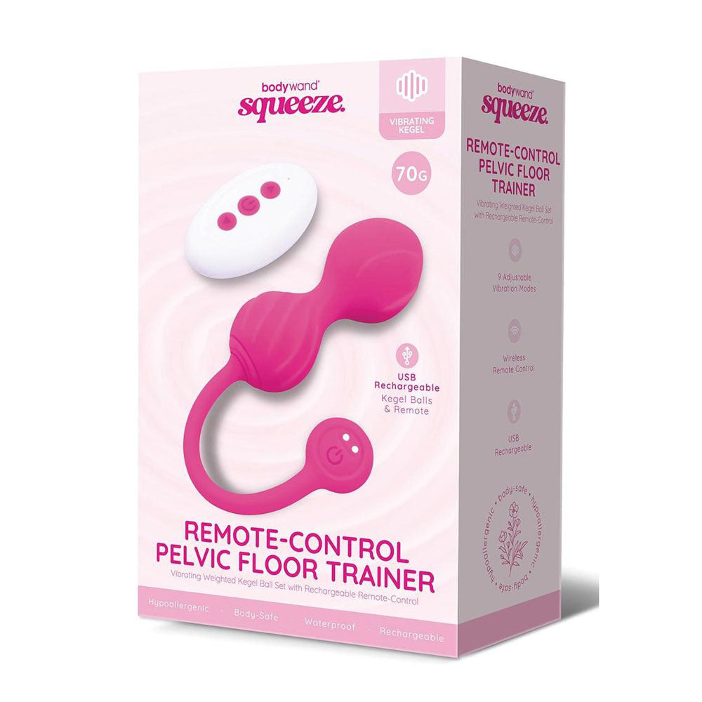 Bodywand Squeeze Remote-Control Pelvic Floor Trainer -  USB Rechargeable Weighted Kegel Balls with Remote