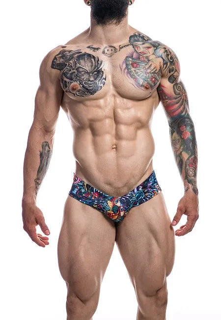 Cut For Men High Cut Tattoo Cheeky Brief Large - Take A Peek