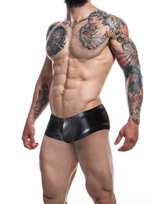 Cut For Men Booty Shorts-BlackLeatherette-XL - Take A Peek