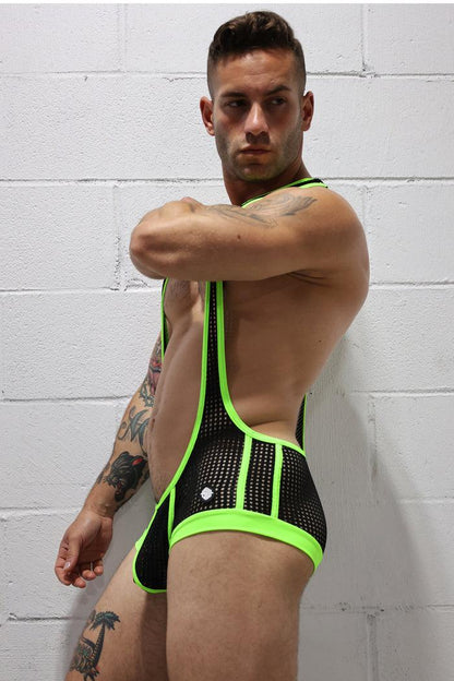 DIRTY BOY SINGLET - NEON GREEN - Take A Peek