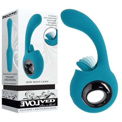 Evolved HOW MANY LICKS - Vibrador recargable por USB de 17,8 cm con estimulador de movimiento