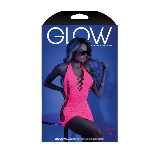 GLOW SHOCK VALUE Net Halter Dress with Open Back - Take A Peek