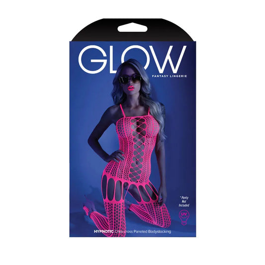 GLOW HYPNOTIC Criss-Cross Paneled Bodystocking - Take A Peek