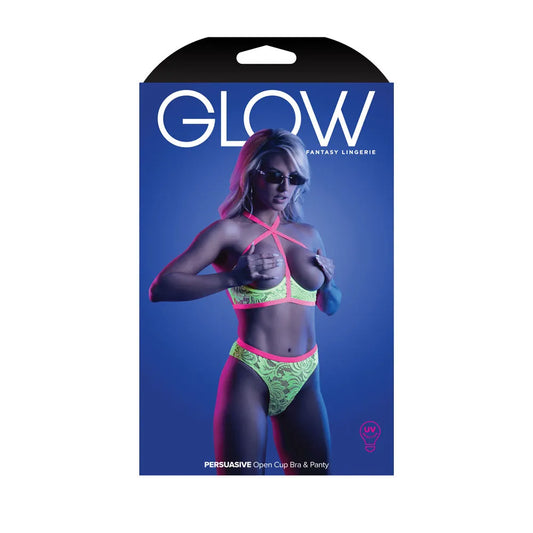 GLOW PERSUASIVE Open Cup Bra & Panty - M/L - Take A Peek