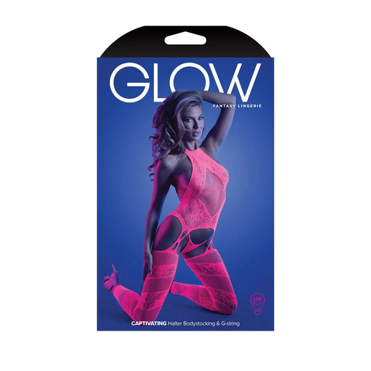 GLOW CAPTIVATING Halter Bodystocking & G-String - Take A Peek