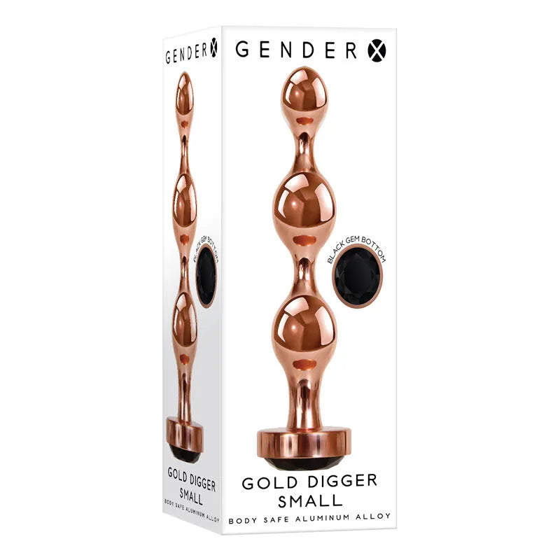 Gender X GOLD DIGGER SMALL -  Small Butt Plug with Black Gem Base