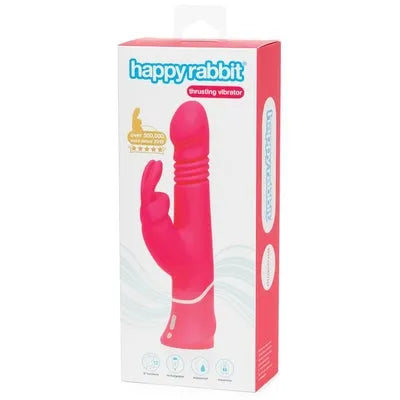 Conejo Feliz Empujando Vibrador Conejo Recargable Realista Rosa