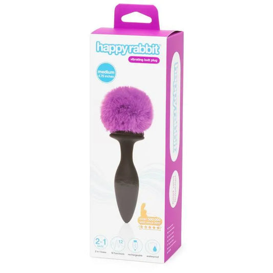 Happy Rabbit Plug Anal Vibrador Recargable Mediano Negro/Morado