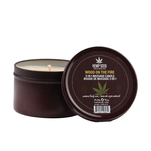 Hemp Seed 3-In-1 Massage Candle - Wood On The Fire - Take A Peek