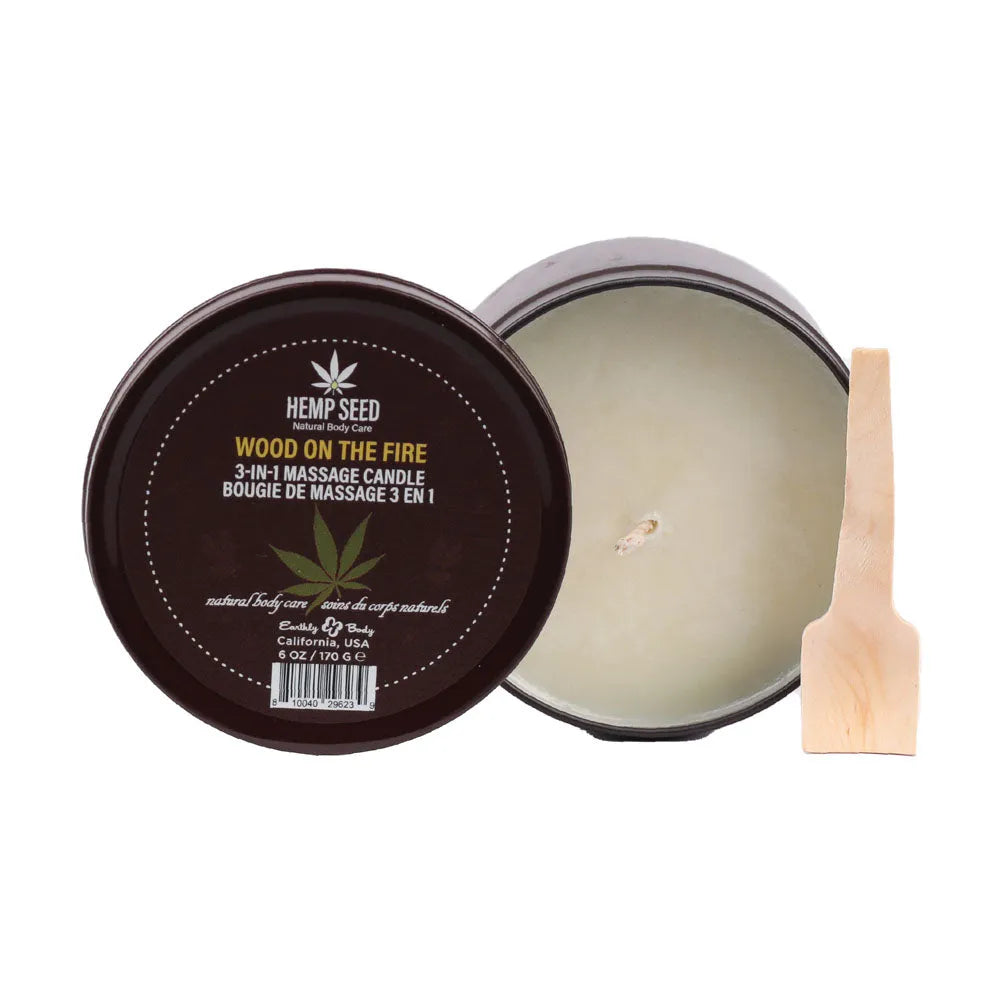 Hemp Seed 3-In-1 Massage Candle - Wood On The Fire - Take A Peek