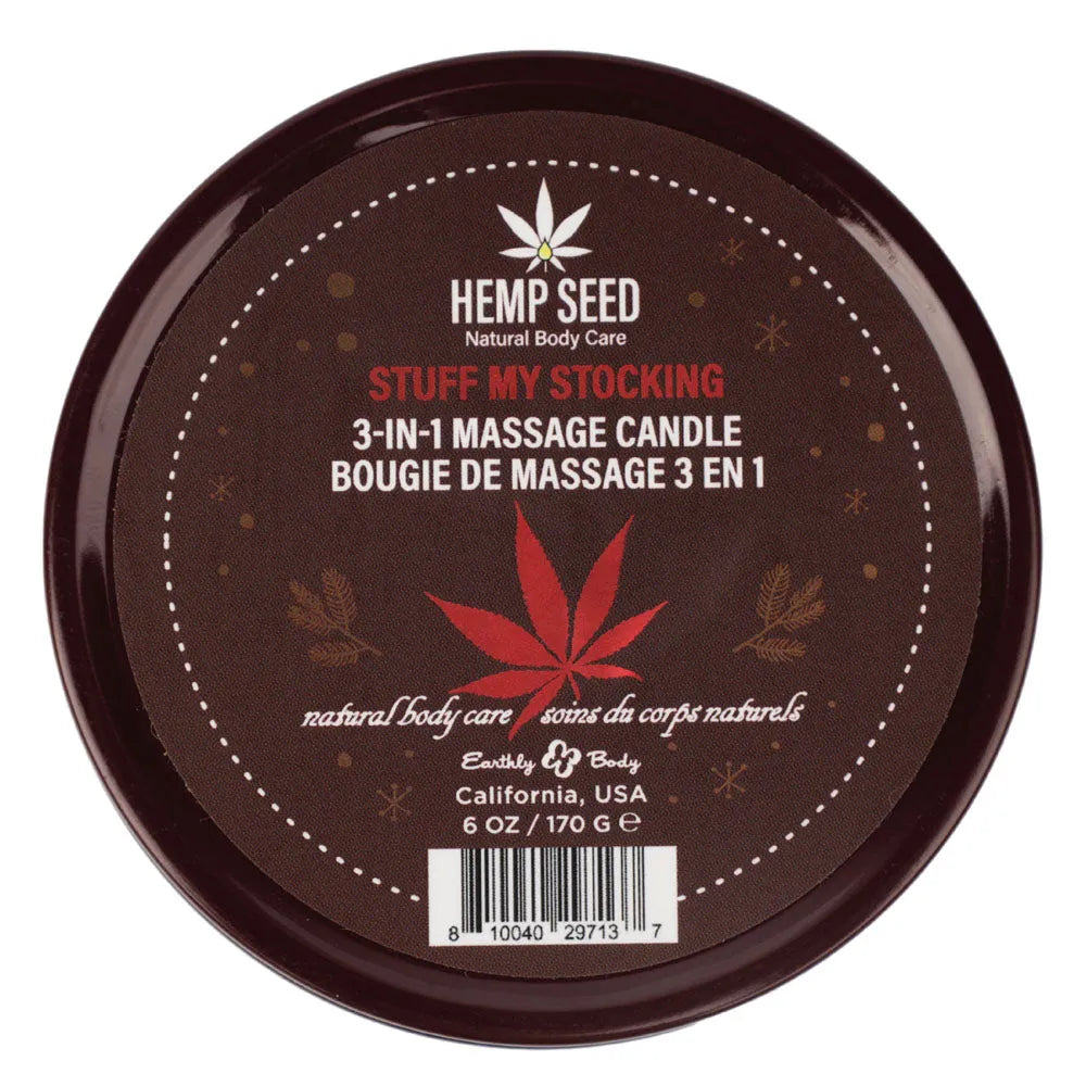 Hemp Seed 3-In-1 Massage Candle - Stuff My Stocking - Pomegranate, Charred Firewood, Brown Sugar - 170 g