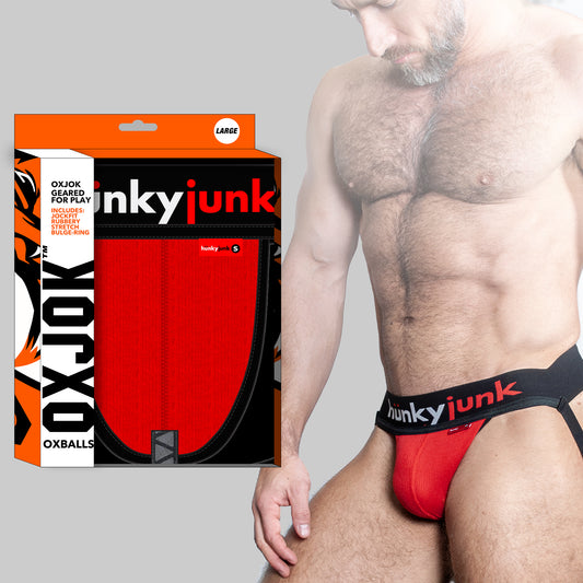 HUNKER comfy-pouch slider-strap jock RED HOT SMALL