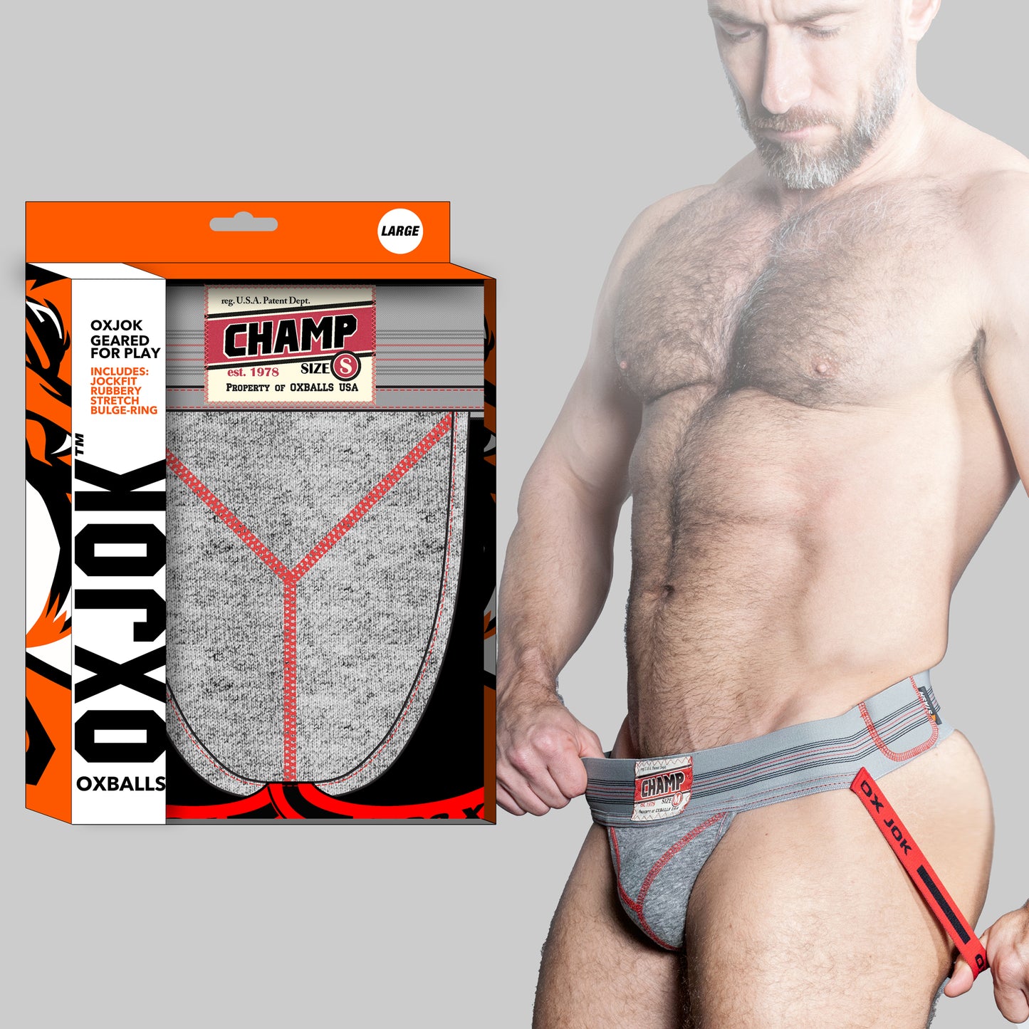 CHAMP vintage sweatshirt jockstrap GRAY HEATHER X-LARGE