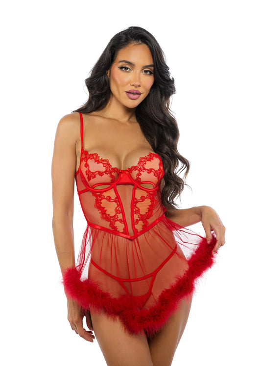 LI719 - Baroque Heart Babydoll 2-Piece Set - Take A Peek