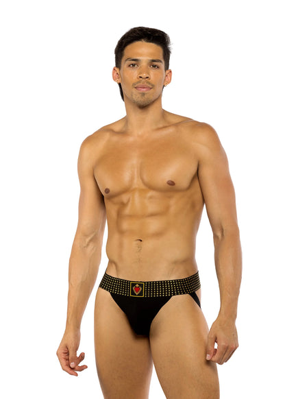 LI778 - Sacred Heart Jockstrap with Studded Elastic - Take A Peek