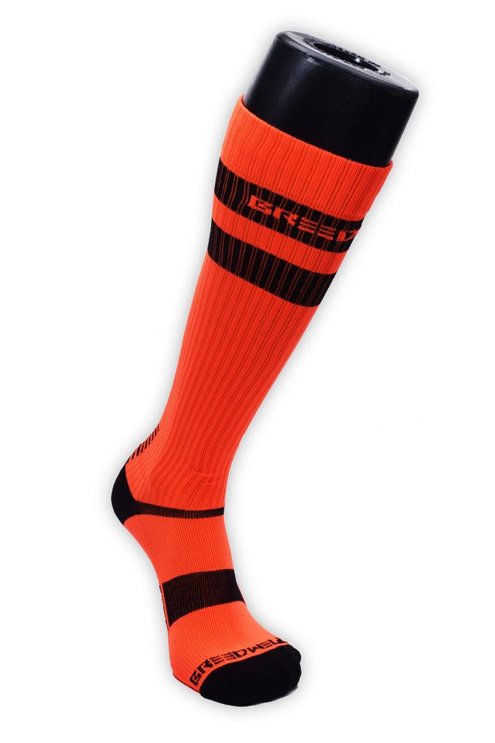 LOGO STRIPE SOCKS - NEON ORANGE - Take A Peek