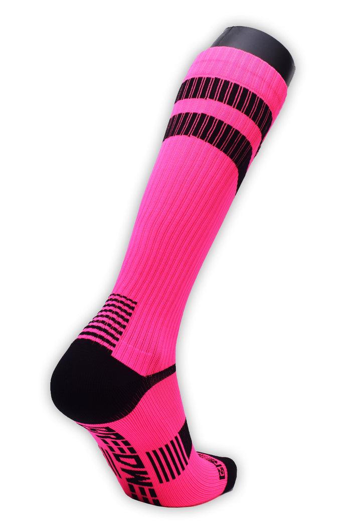 LOGO STRIPE SOCKS - NEON PINK - Take A Peek