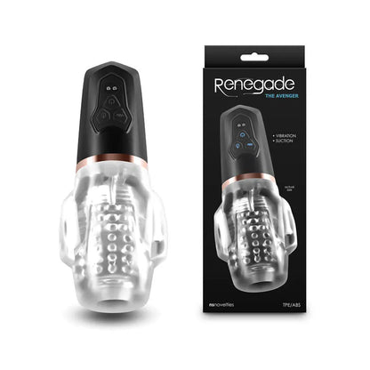 Renegade Avenger - Clear/Black USB Rechargeable Sucking Masturbator