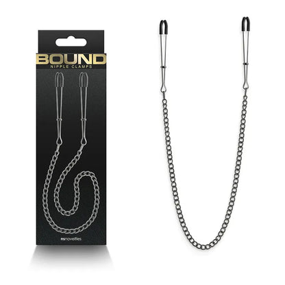 Bound Nipple Clamps - DC3 - Gunmetal - Gunmetal Nipple Clamps with Chain