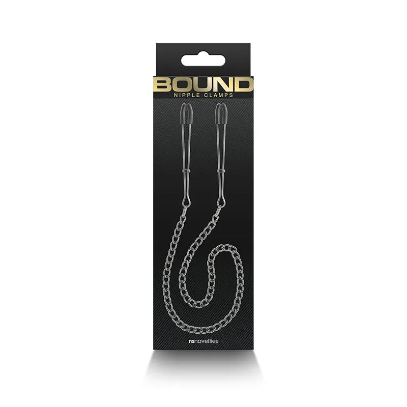 Bound Nipple Clamps - DC3 - Gunmetal - Gunmetal Nipple Clamps with Chain