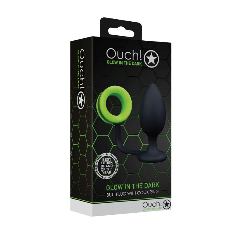 OUCH! Glow In The Dark Butt Plug with Cock Ring - Take A Peek